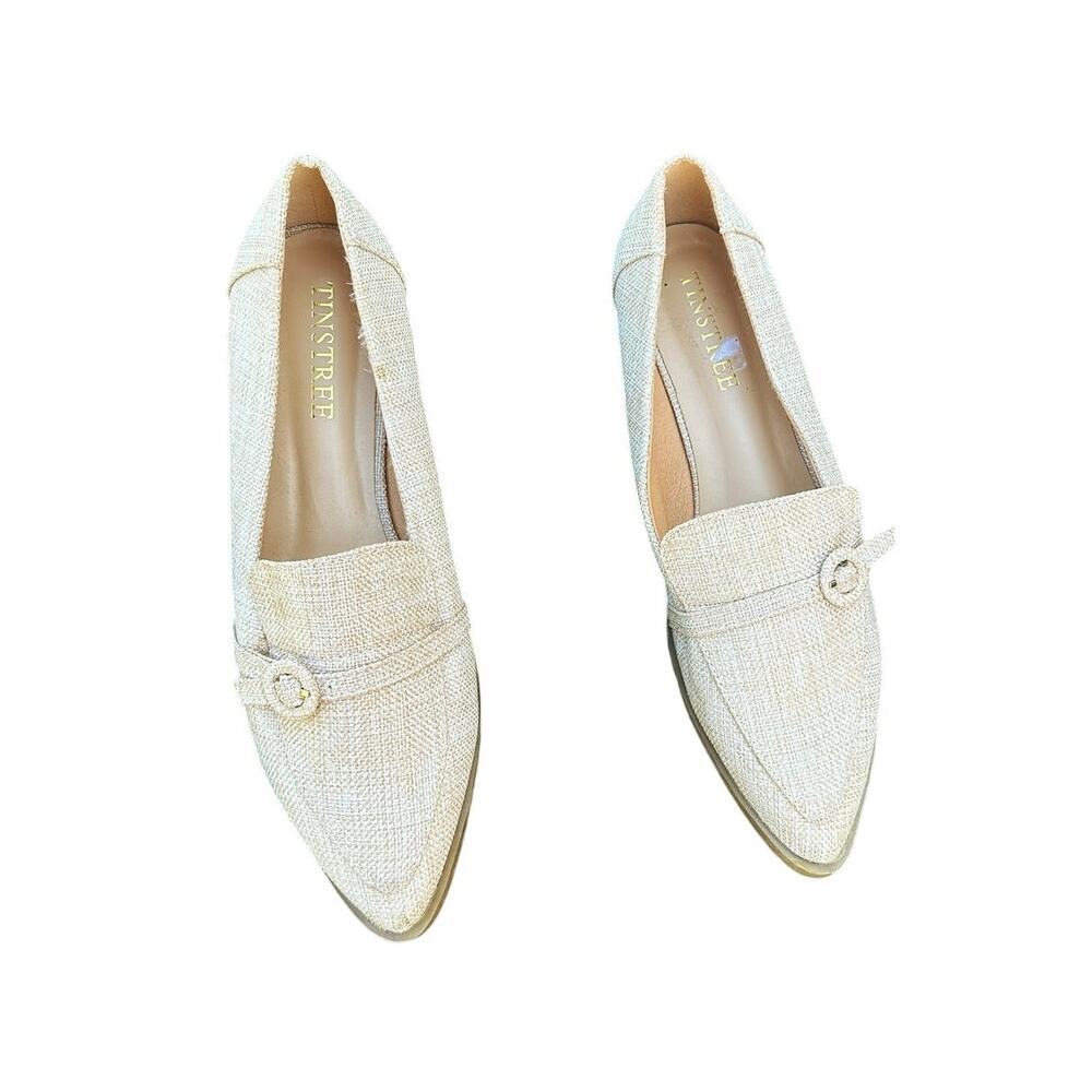 Tinstree Women’s Pointed‎ Toe Tweed Loafers Size 10 Tan